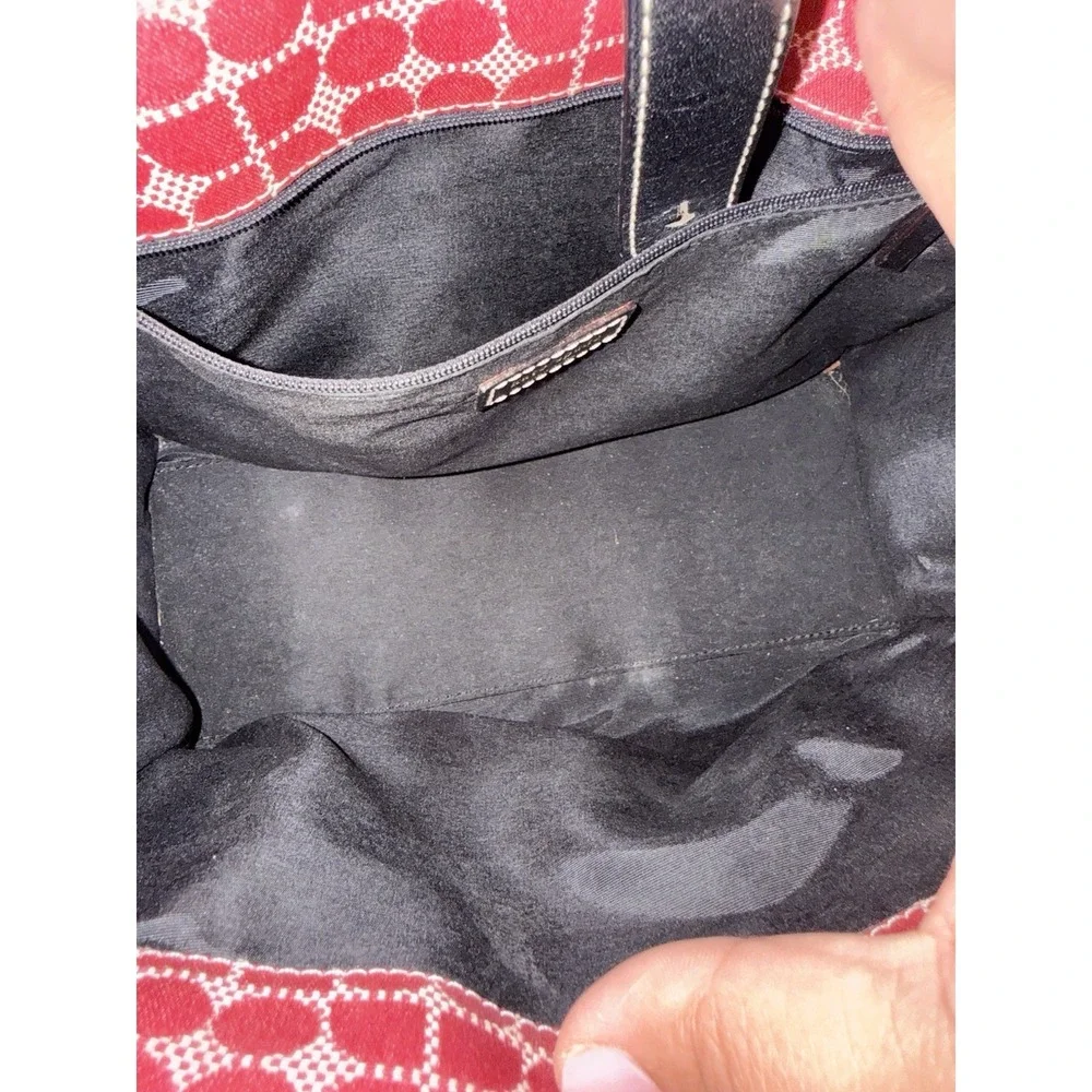 Kate Spade Vintage Pink Logo Print Handbag Purse Black Trim‎ 1